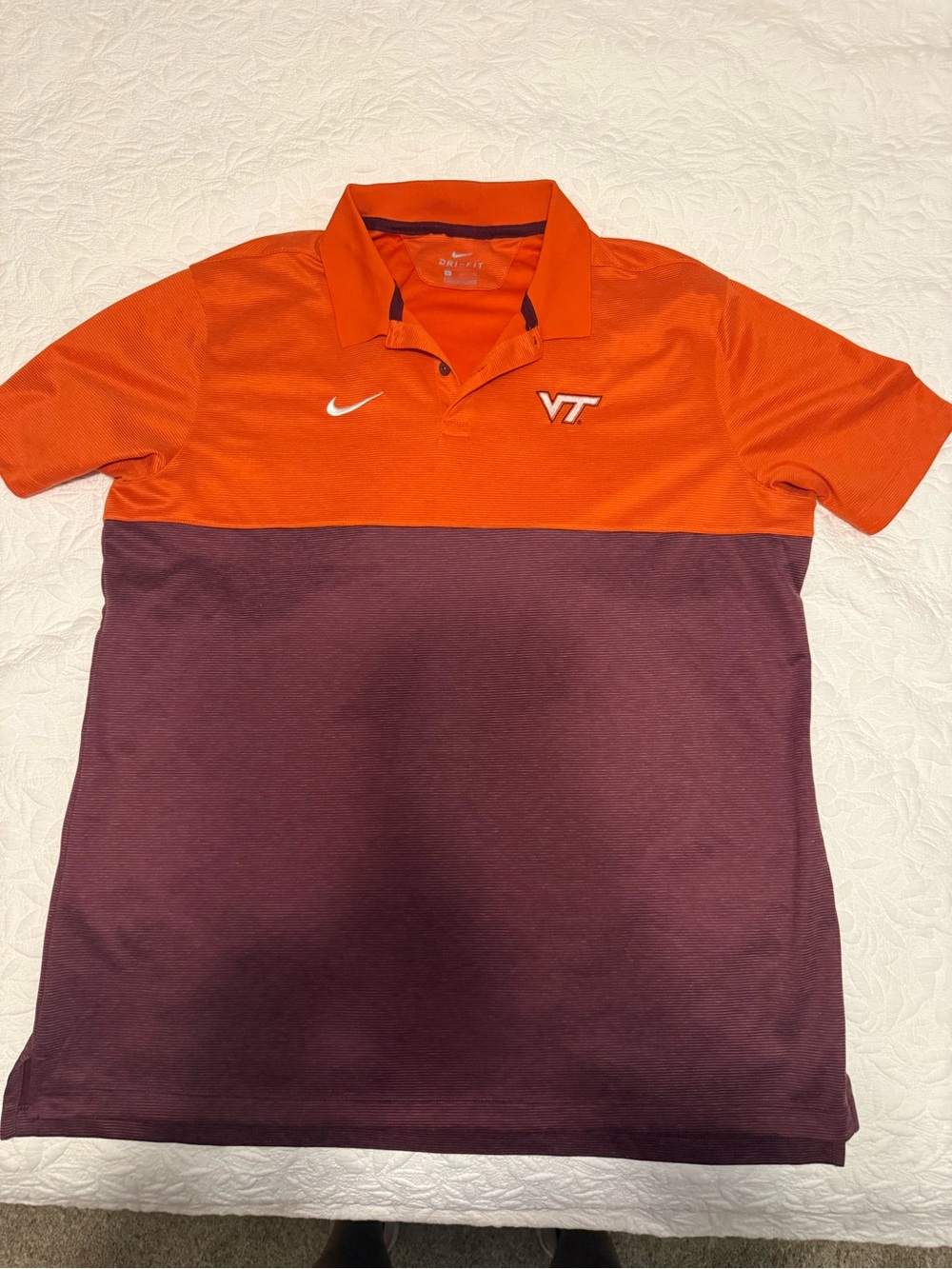 Nike Orange and Maroon VT Two-Tone Polo